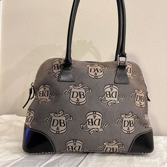 DOONEY & BOURKE Signature Large  Black Grey Dome Satchel Tote Shoulder B… - Picture 2 of 9